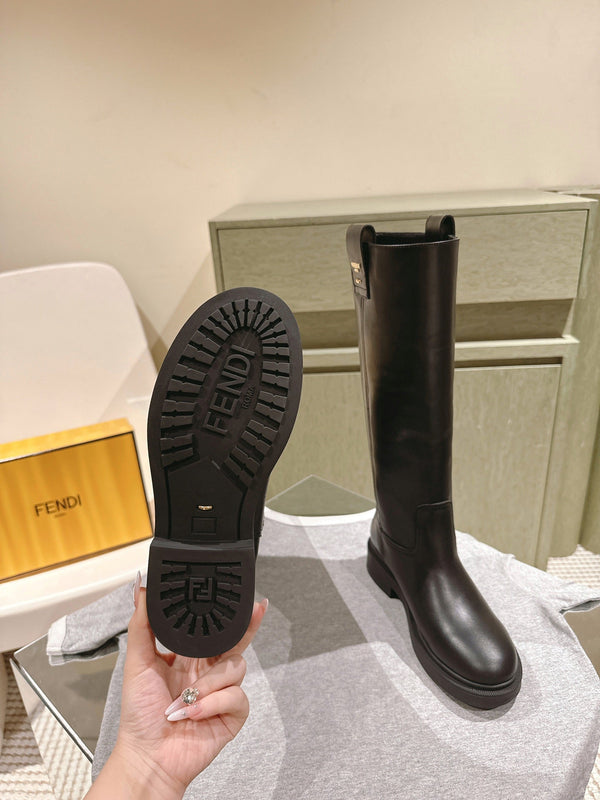 Fendi Long Boots Black Cowhide 463746