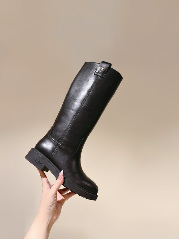 Fendi Long Boots Black Cowhide 463746