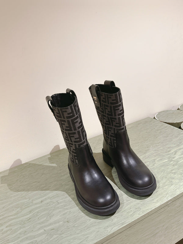 Fendi Ankle Boots F Pattern Black Cowhide 463744