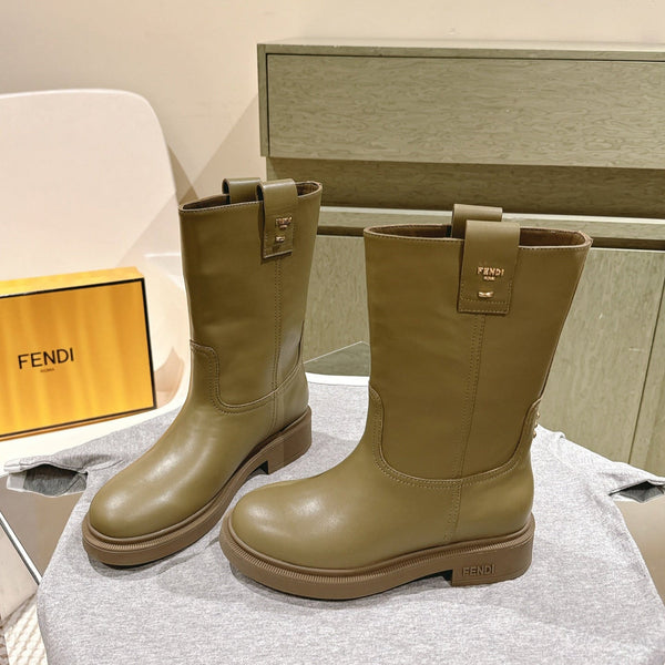 Fendi Ankle Boots Military Green Cowhide 463740