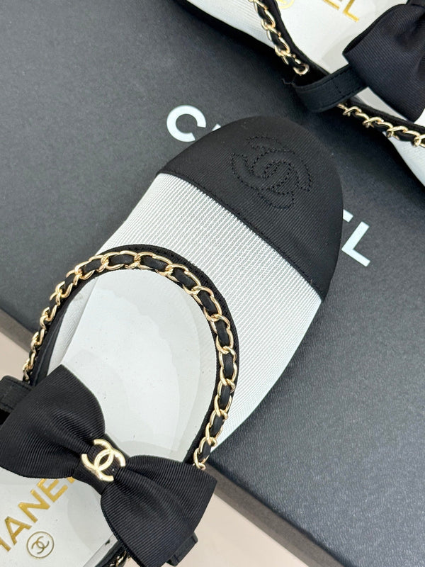 CC 25P Hollow Chain Bow Mary Janes White Mesh 473302