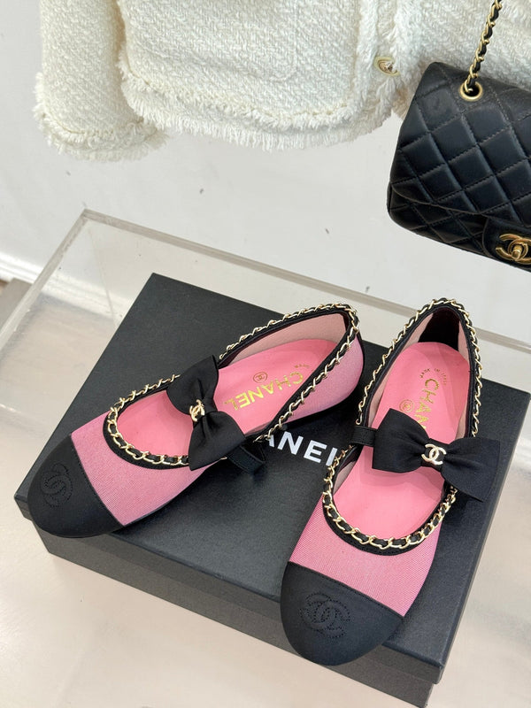 CC 25P Hollow Chain Bow Mary Janes Pink Mesh 473300