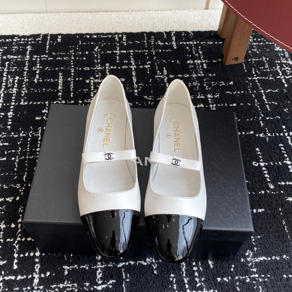 CC 25SS Mary Jane Ballerinas White Lambskin 473422