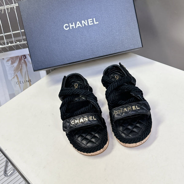 CC 25 Dad Sandals Black Rope and Sheepskin 473371