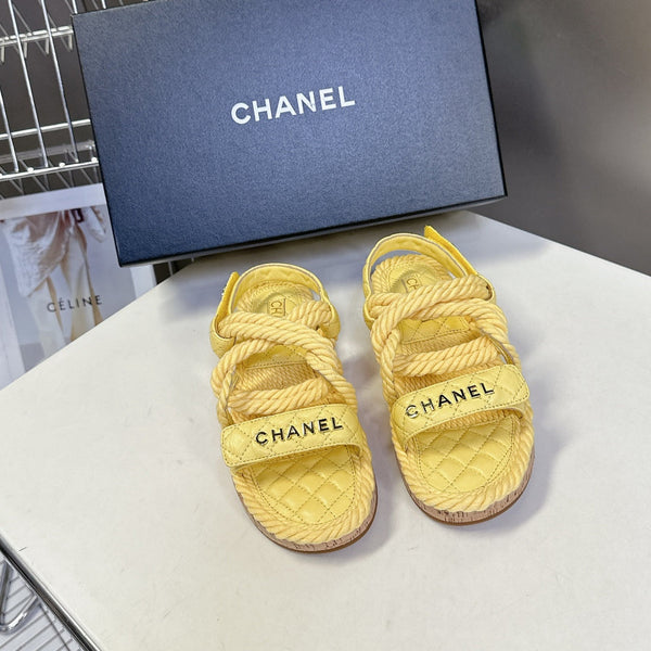 CC 25 Dad Sandals Yellow Rope and Sheepskin 473369