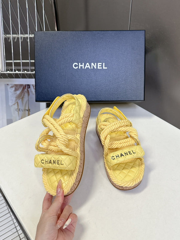 CC 25 Dad Sandals Yellow Rope and Sheepskin 473369