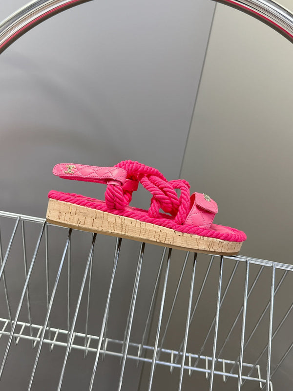 CC 25 Dad Sandals Pink Rope and Sheepskin 473368