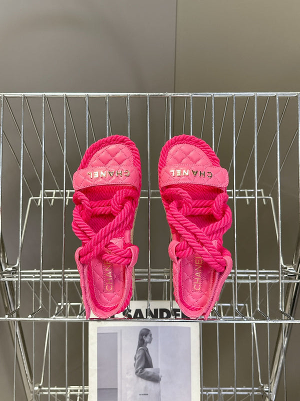 CC 25 Dad Sandals Pink Rope and Sheepskin 473368