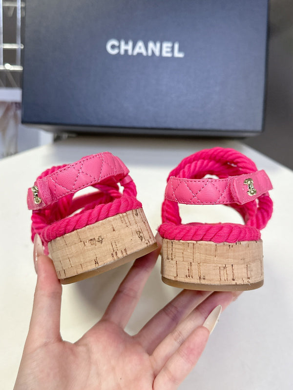 CC 25 Dad Sandals Pink Rope and Sheepskin 473368