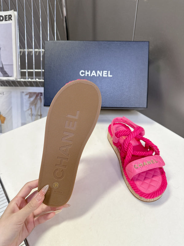 CC 25 Dad Sandals Pink Rope and Sheepskin 473368