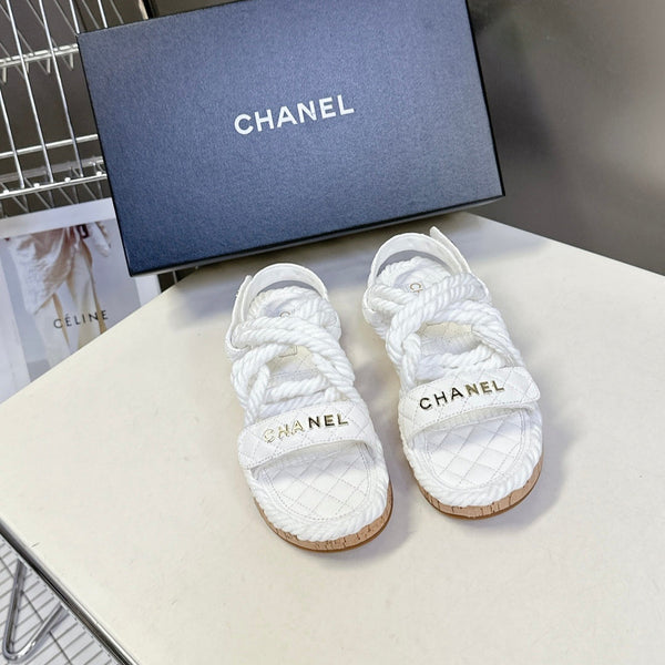 CC 25 Dad Sandals White Rope and Sheepskin 473367