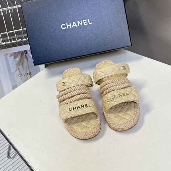 CC 25 Sandals Beige Rope and Sheepskin 473365
