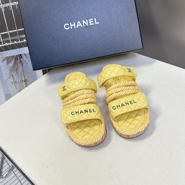 CC 25 Sandals Yellow Rope and Sheepskin 473364