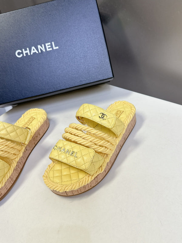 CC 25 Sandals Yellow Rope and Sheepskin 473364