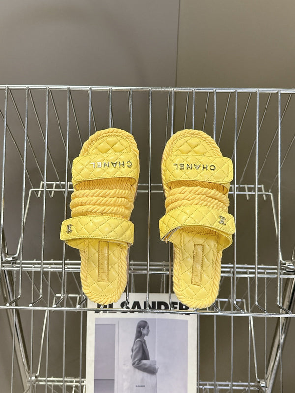 CC 25 Sandals Yellow Rope and Sheepskin 473364