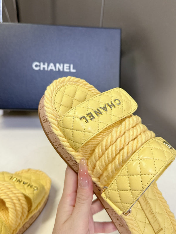CC 25 Sandals Yellow Rope and Sheepskin 473364
