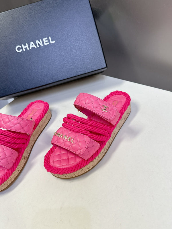CC 25 Sandals Pink Rope and Sheepskin 473363