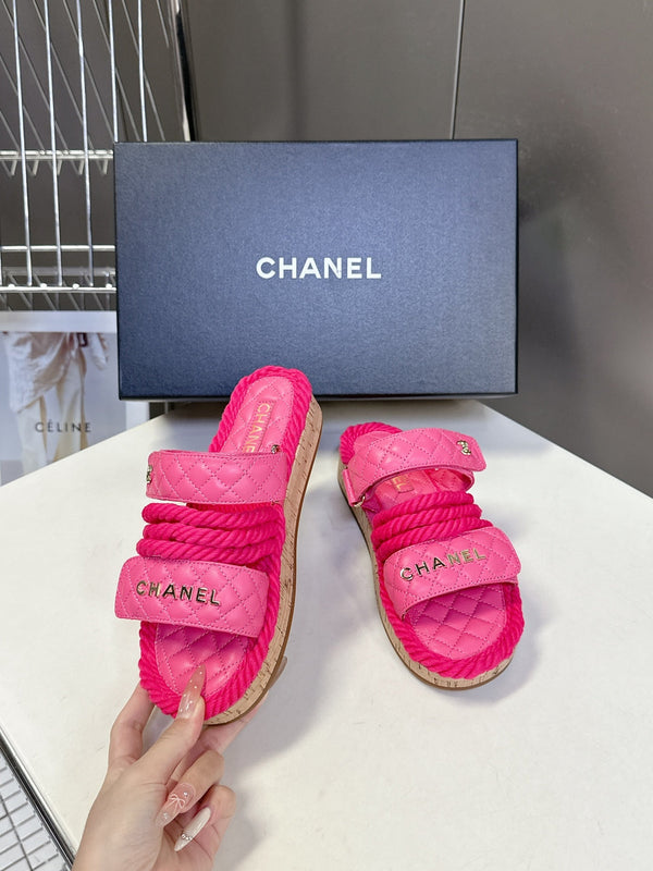CC 25 Sandals Pink Rope and Sheepskin 473363