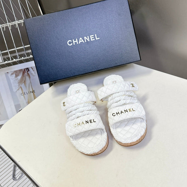 CC 25 Sandals White Rope and Sheepskin 473362