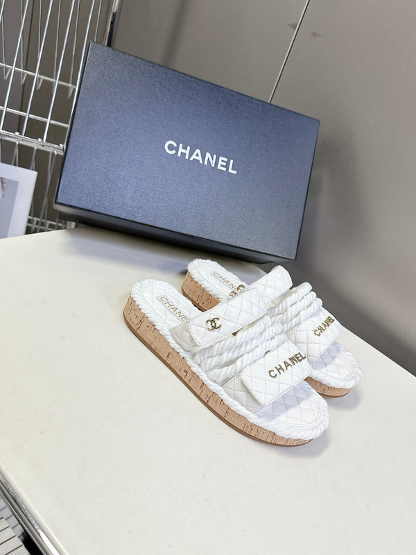 CC 25 Sandals White Rope and Sheepskin 473362