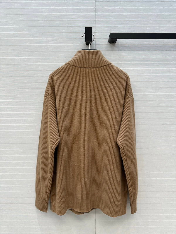 Giacca con cerniera HM 25S e tasche in pelle H in cashmere marrone 305010