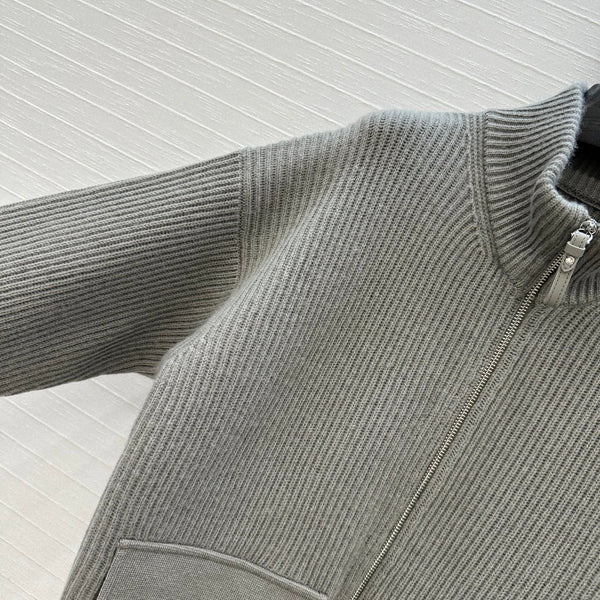 HM 25S Zipped Jacket H Leather Pockets in Gray Cashmere 305009