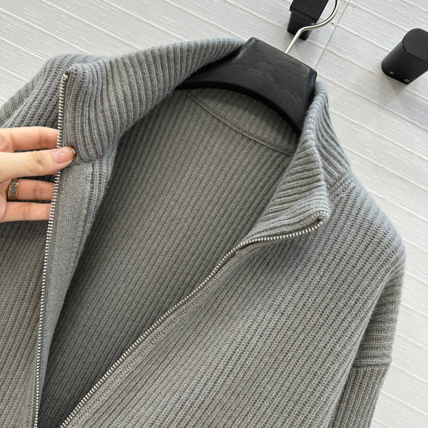 HM 25S Zipped Jacket H Leather Pockets in Gray Cashmere 305009