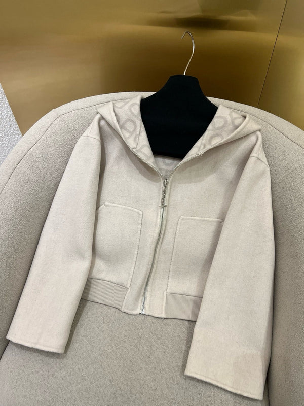 Cappotto con cappuccio e monogramma HM 25 Classic Pig Nose Cashmere bianco 305169