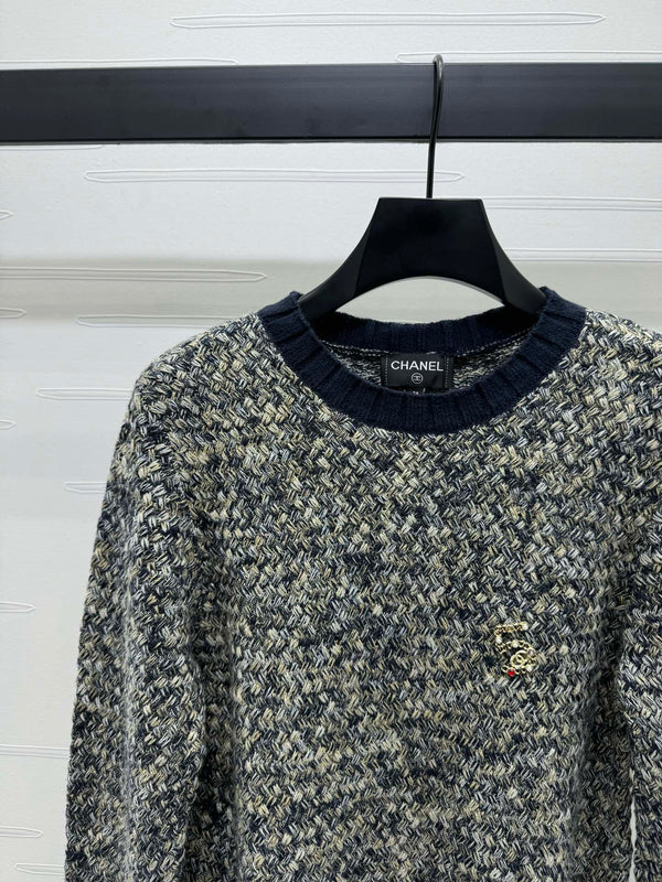 CC 25 Contrast Color Sweater 5 Brooch Gray Wool 305409