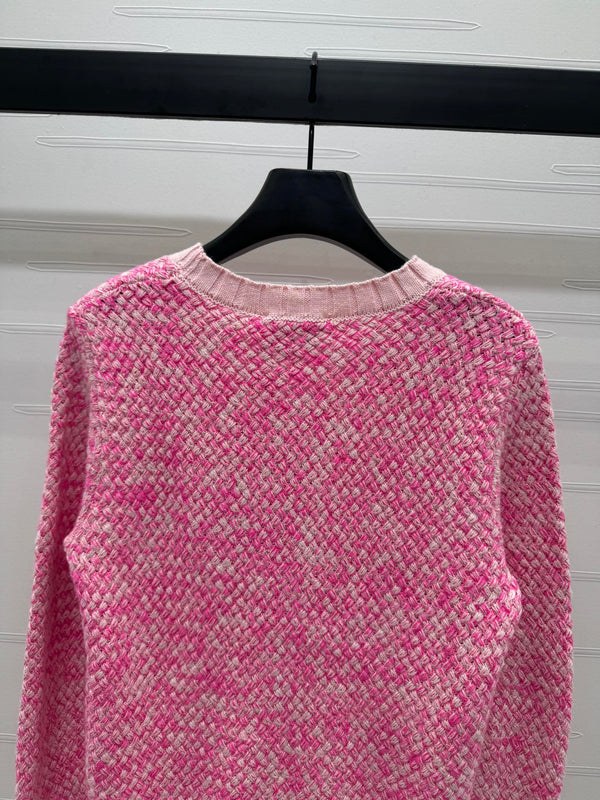 CC 25 Contrast Color Sweater 5 Brooch Pink Wool 305411