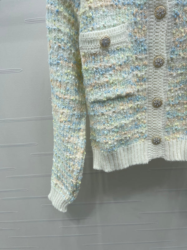 CC 25 Cardigan lavorato a maglia con bottoni in lana blu 305392