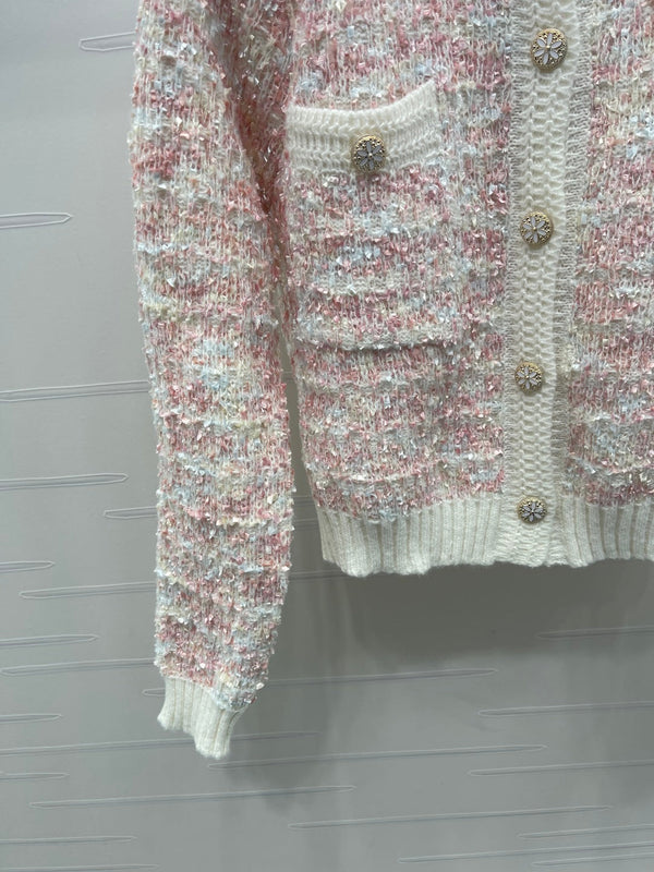 CC 25 Knitted Cardigan Button Pink Wool 305391