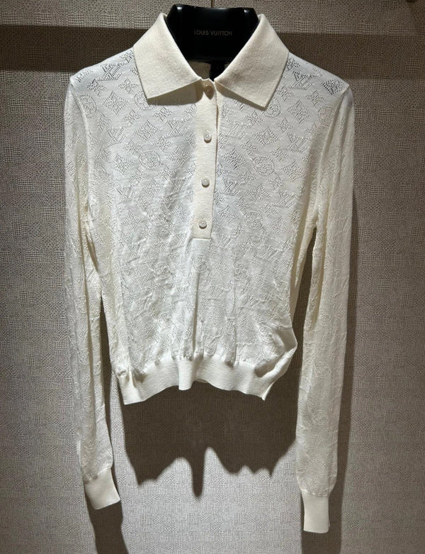LV 25 Polo Sweater White Wool 305588