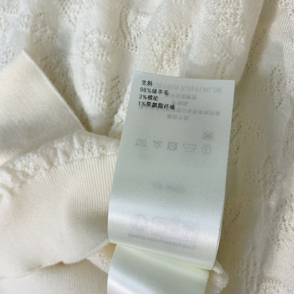LV 25 Cutout Jacquard Top White Sheep Wool 305585