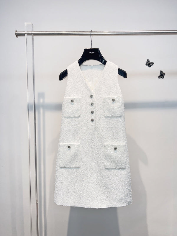 CC 25 Vest Dress White Cotton 305852