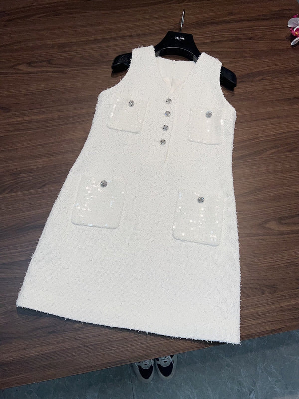 CC 25 Vest Dress White Cotton 305852