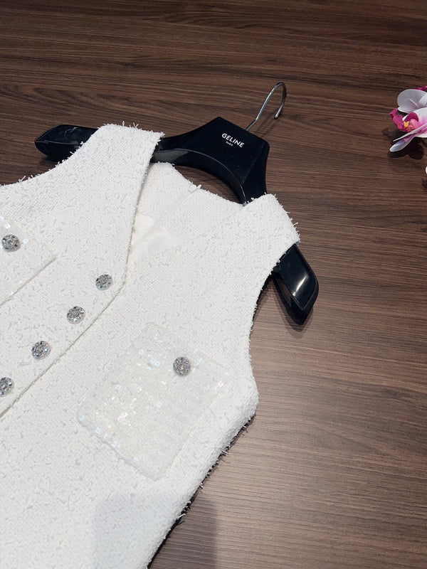 CC 25 Vest Dress White Cotton 305852