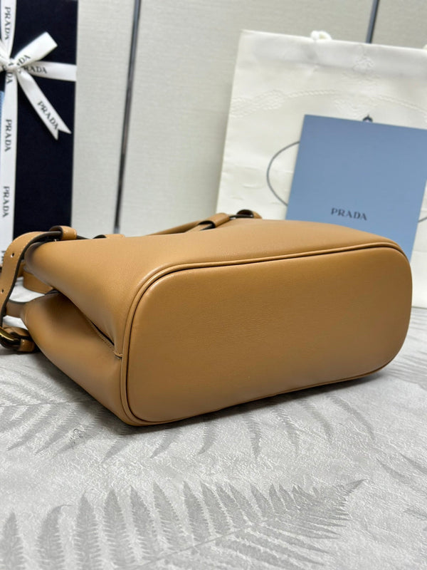 Pra 1BA418 Small Shopping Double Bag 28cm Brown Cowhide  267514