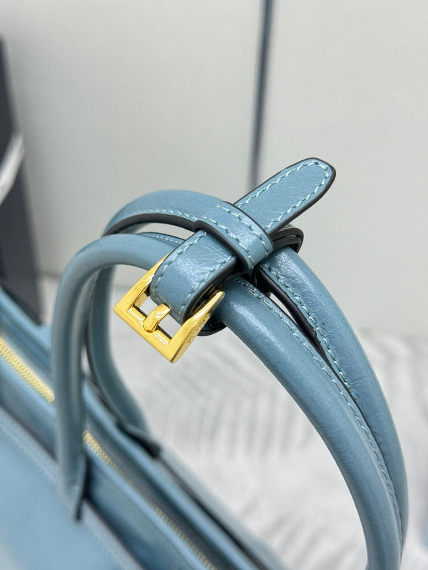 Pra Lux Soft Waxed Leather 1BA439 Extra Large 42cm Handbag Slate Blue 267473