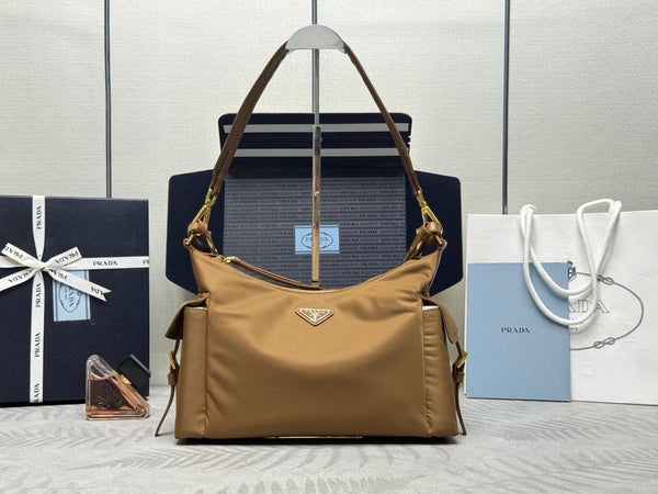 Pra Explorer Bag 32cm Brown Nylon and Calfskin 267412