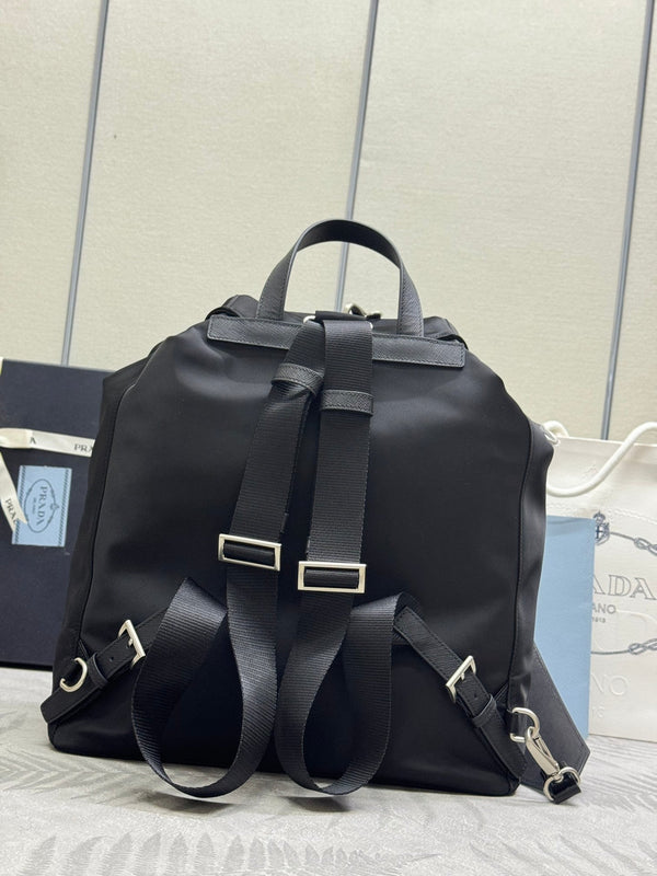 Pra Backpack Glossy Leather Strap Black Re-Nylon 267403