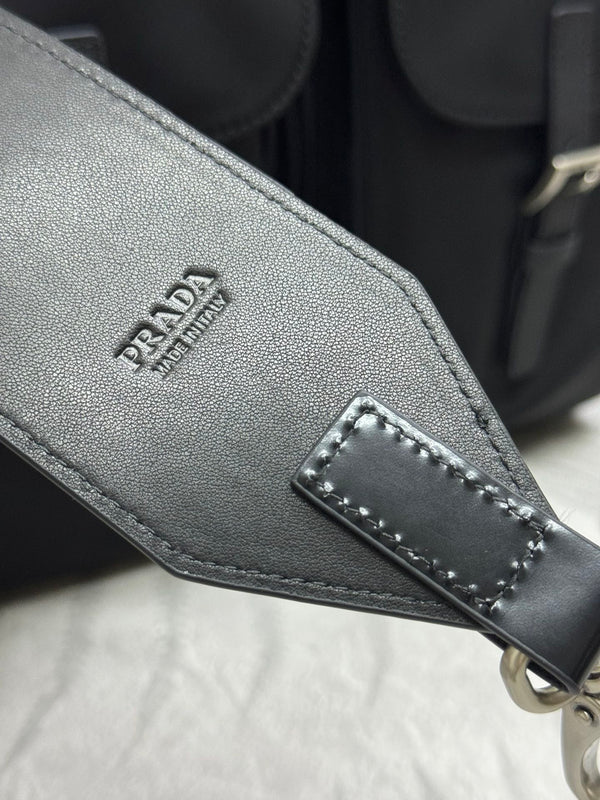 Pra Backpack Glossy Leather Strap Black Re-Nylon 267403