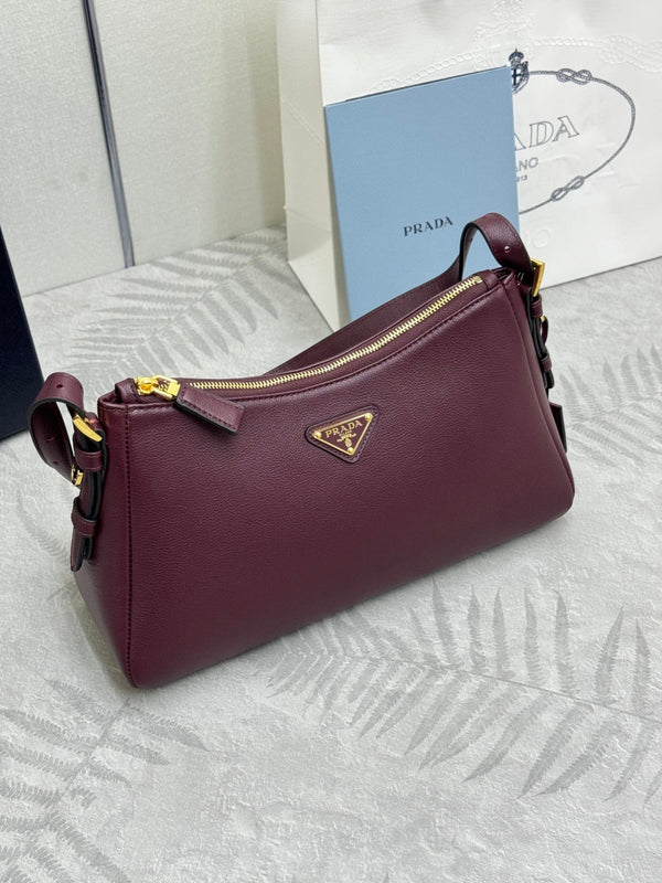 Pra Aimee Underarm Hobo Bag 31cm Burgundy Cowhide 267274