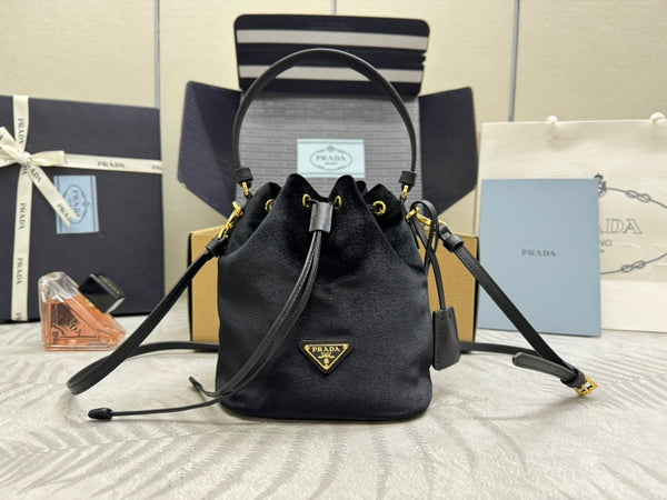 Pra Velvet Bucket Bag Black 267178