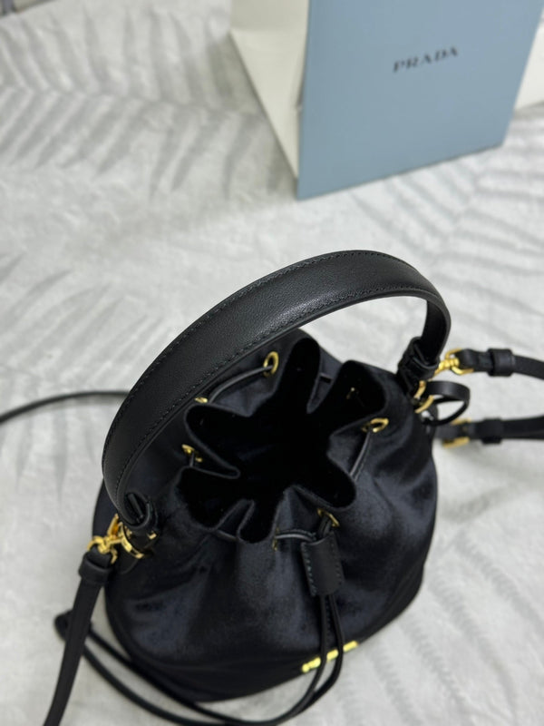 Pra Velvet Bucket Bag Black 267178
