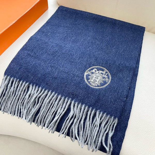 HM 25 200cm Scarf Blue Cashmere 825628