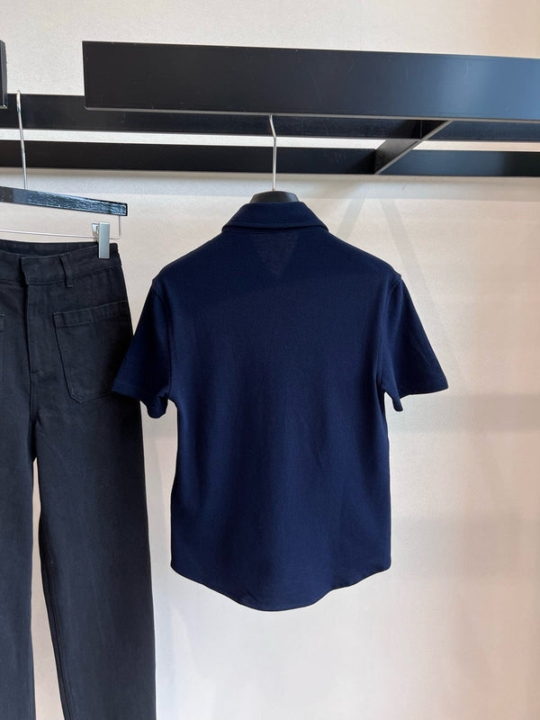 Miumiu Short-Sleeve Shirt Navy Blue Cotton