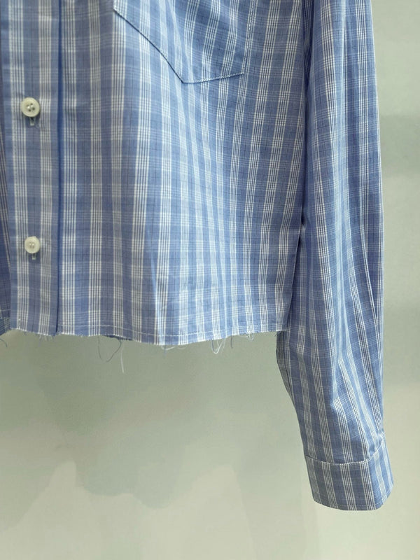 Miumiu Long-Sleeve Stripped Shirt Cloud Blue Cotton