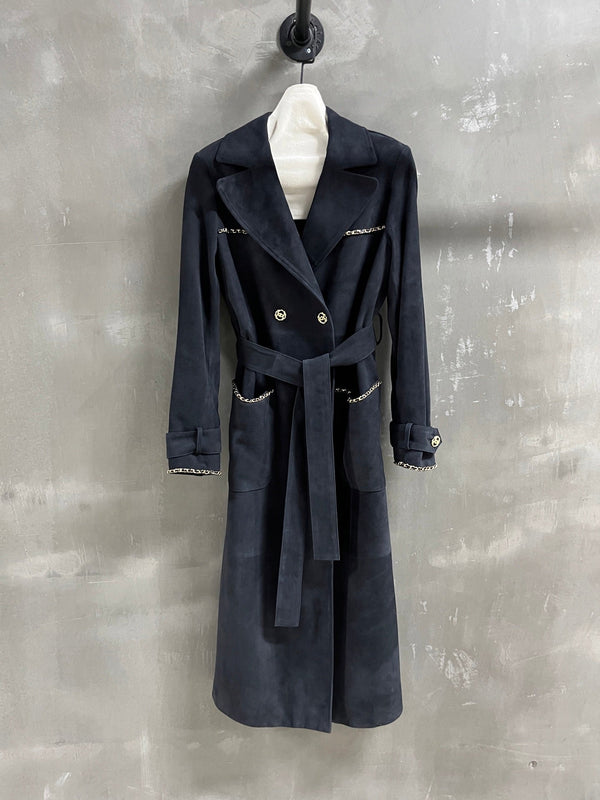 CC 25 Chain Trench Coat Blend Black Cashmere