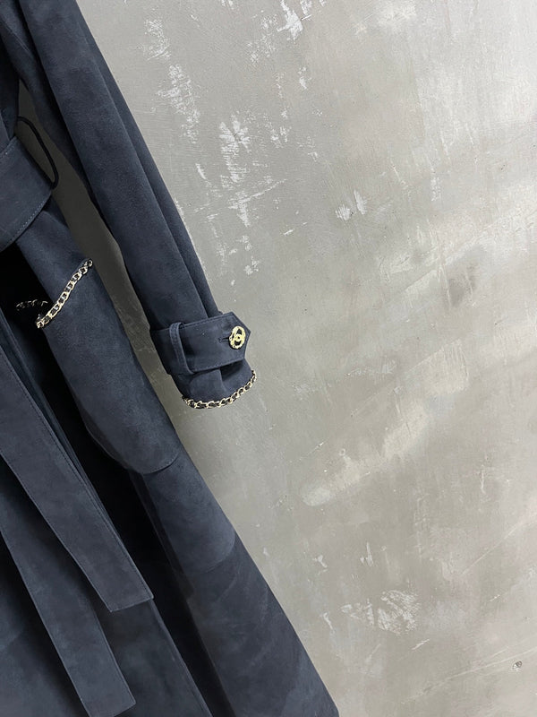 CC 25 Chain Trench Coat Blend Black Cashmere